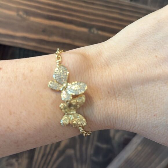 Elegant 14K Gold Plated Zirconia Butterfly Bracelet - Picture 4 of 11